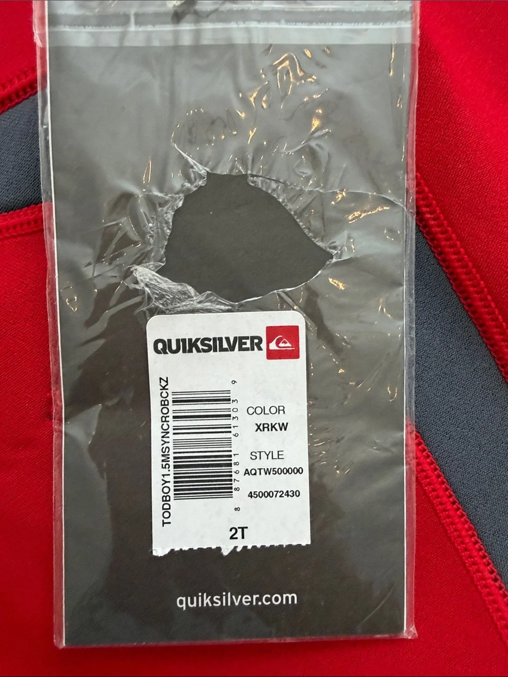 Quiksilver Red and Gray Kids Short Sleeve Swim wetsuit